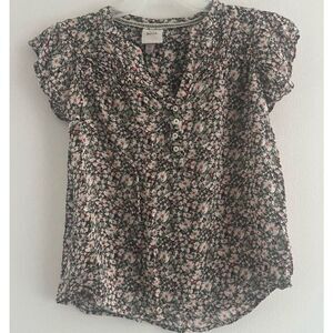 KNOX ROSE BLOUSE women XS button down sleeveless flowers print 100% polyester